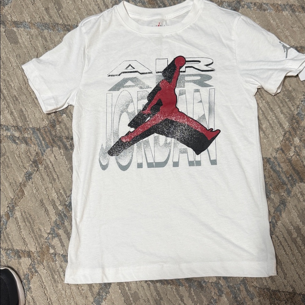 Jordan White T-Shirt with Red Logo
